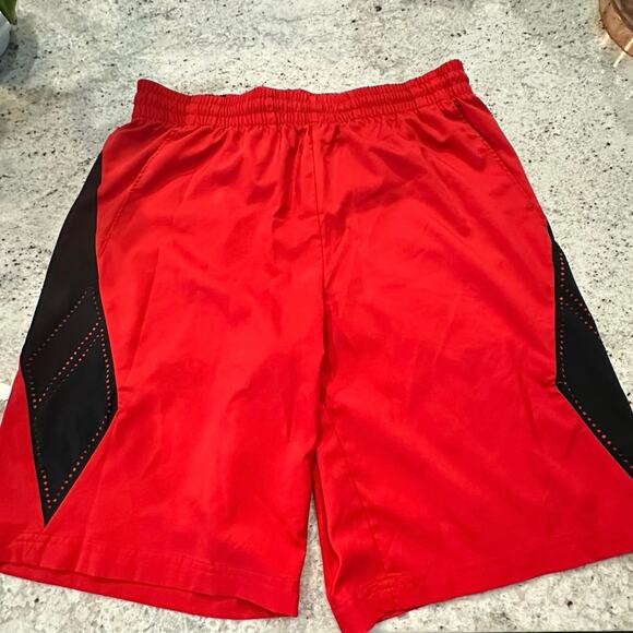 Tek Gear Mens Large Basketball Shorts Red Black Drawstring Elastic Waist - Picture 1 of 7